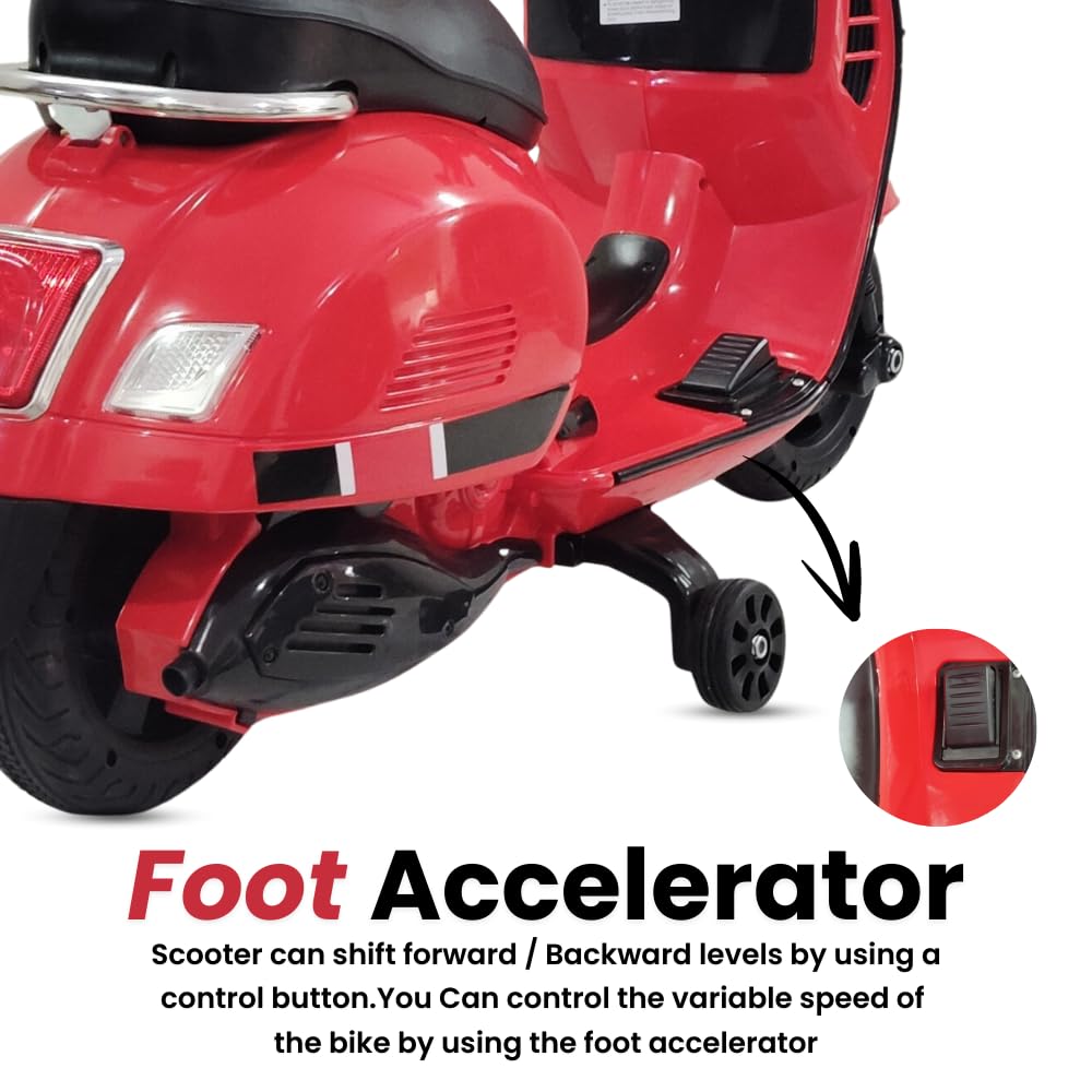 Rechargeable pink Vespa 12V ride on scooter for kids, a fun and safe battery-operated toy motorcycle for boys and girls WWW.USMILE.TOYS